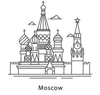 Moscow city logo isolated on white background. Moscow line vector illustration. Traveling to the capital of Russia concept